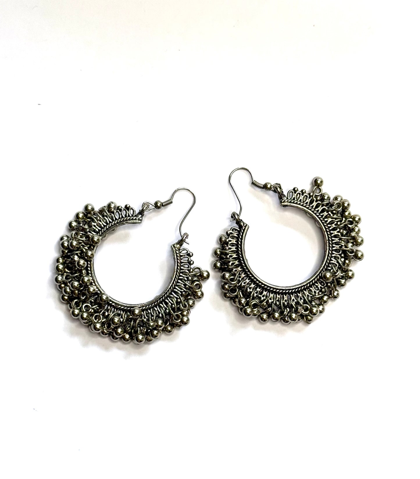 Antique Silver Hoop Jhumkas