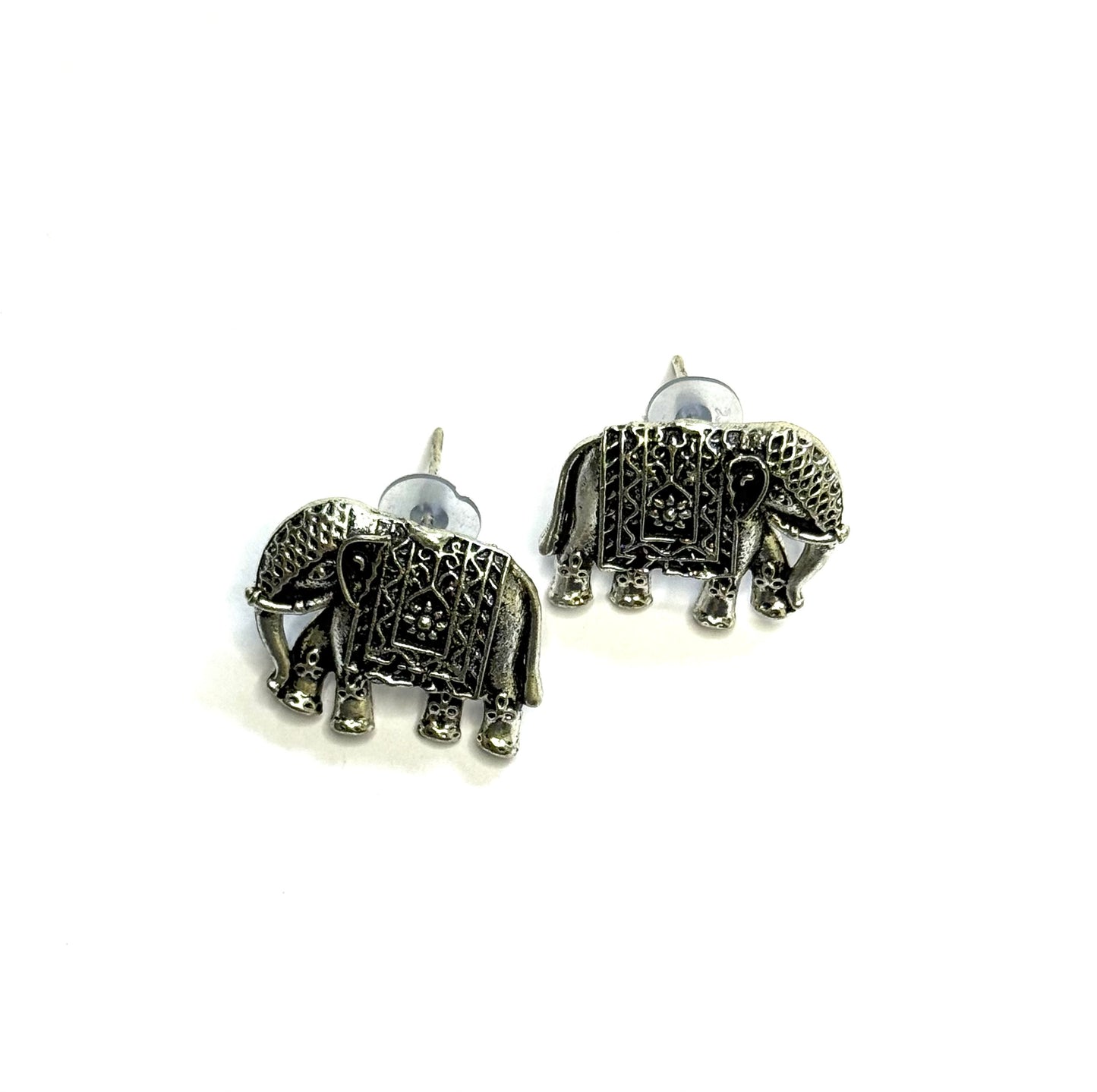 Elephant Motif Oxidised Studs